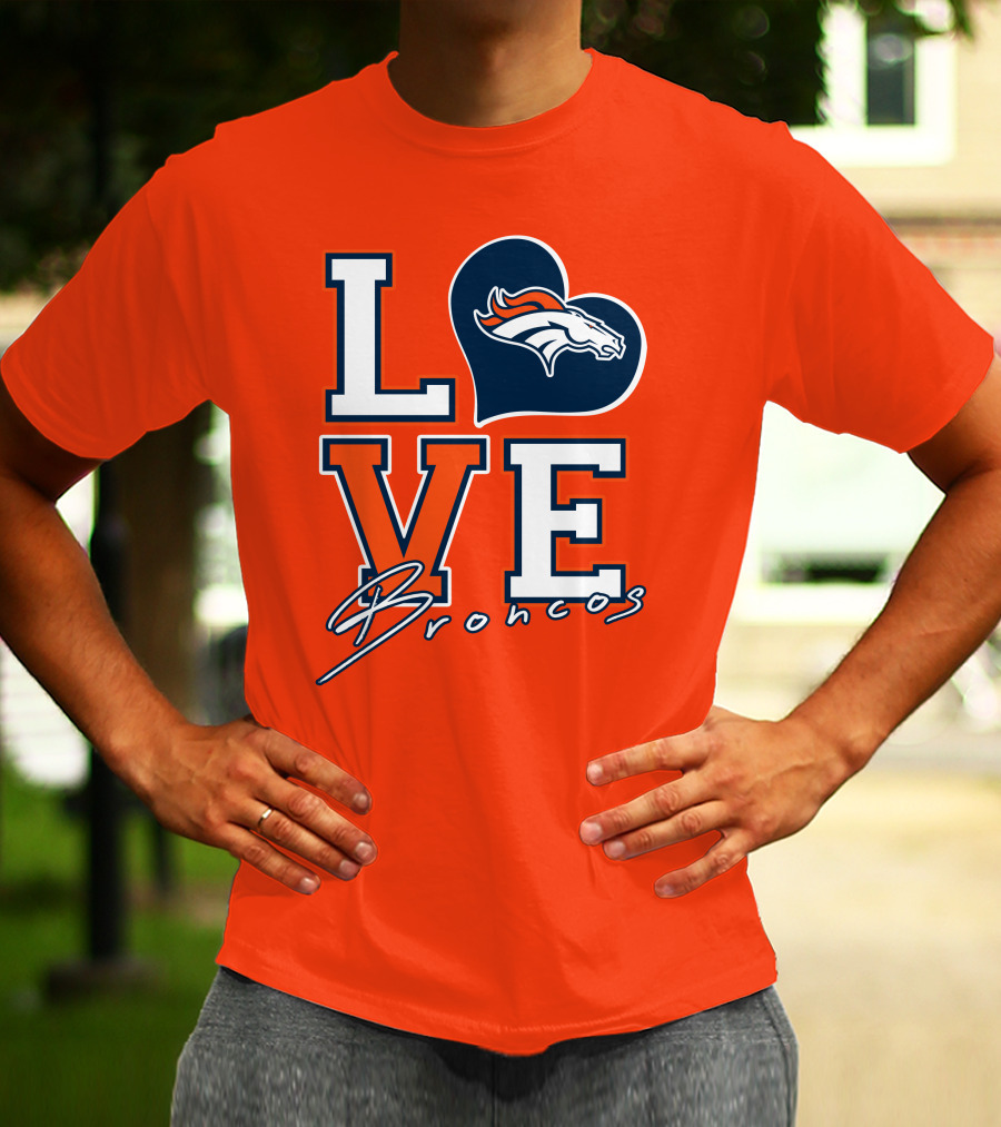 Love Broncos Denver Broncos Heart T-Shirt
