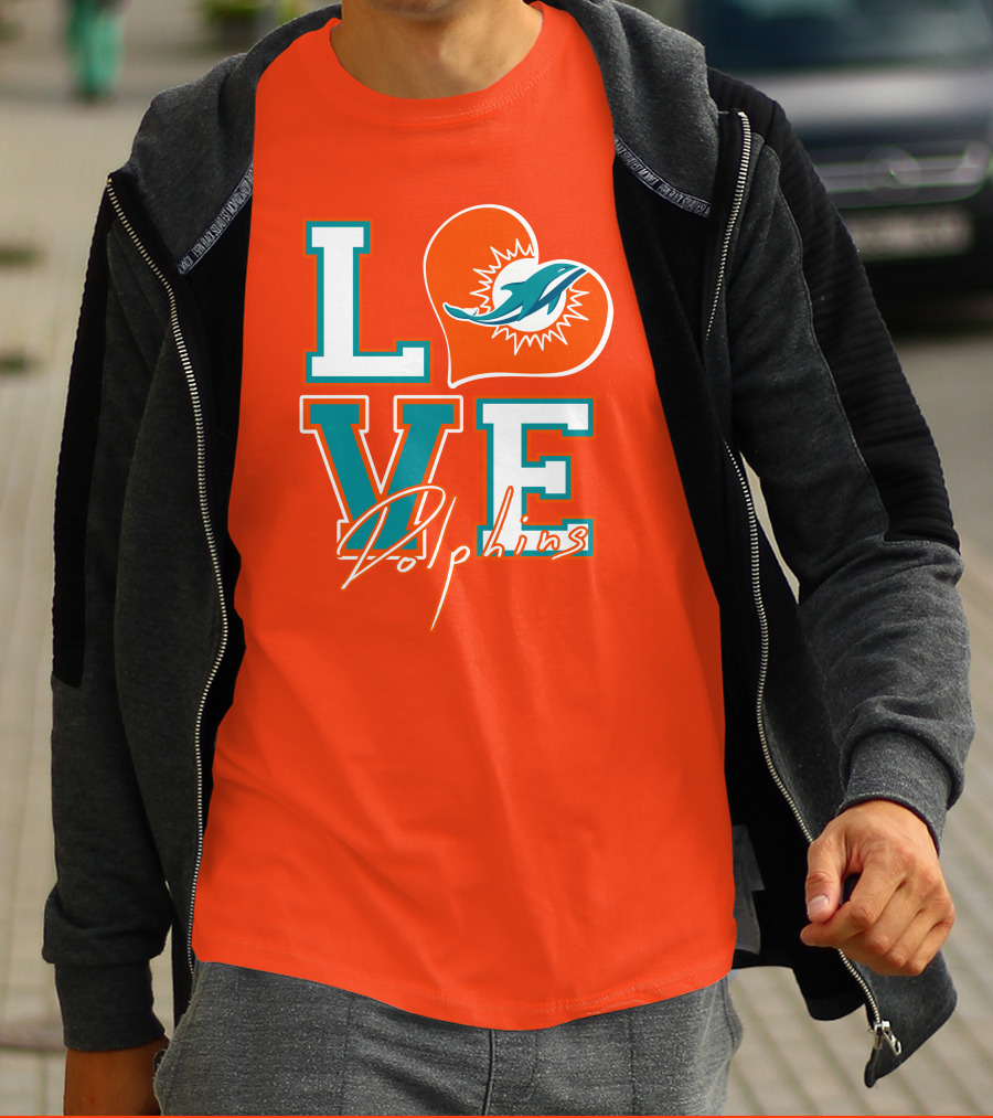 LOVE Dolphins Miami Heart T-Shirt