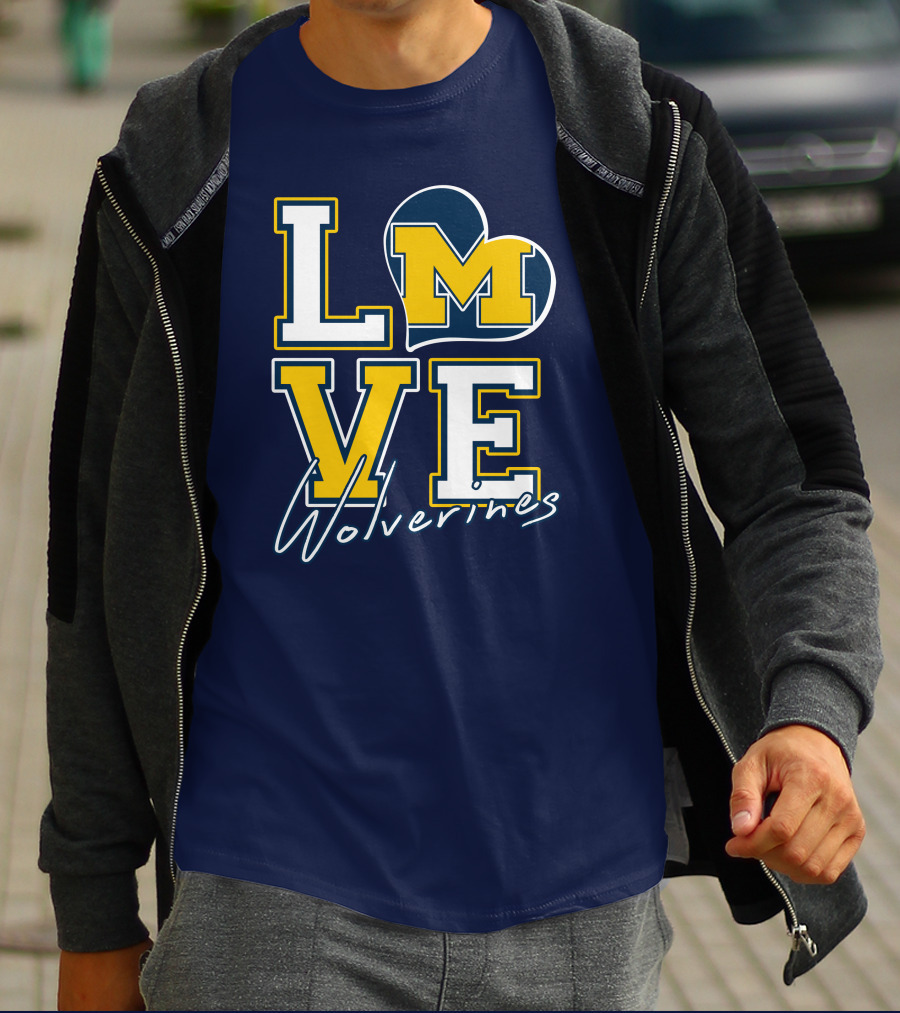 Love Michigan Wolverines Heart T-Shirt