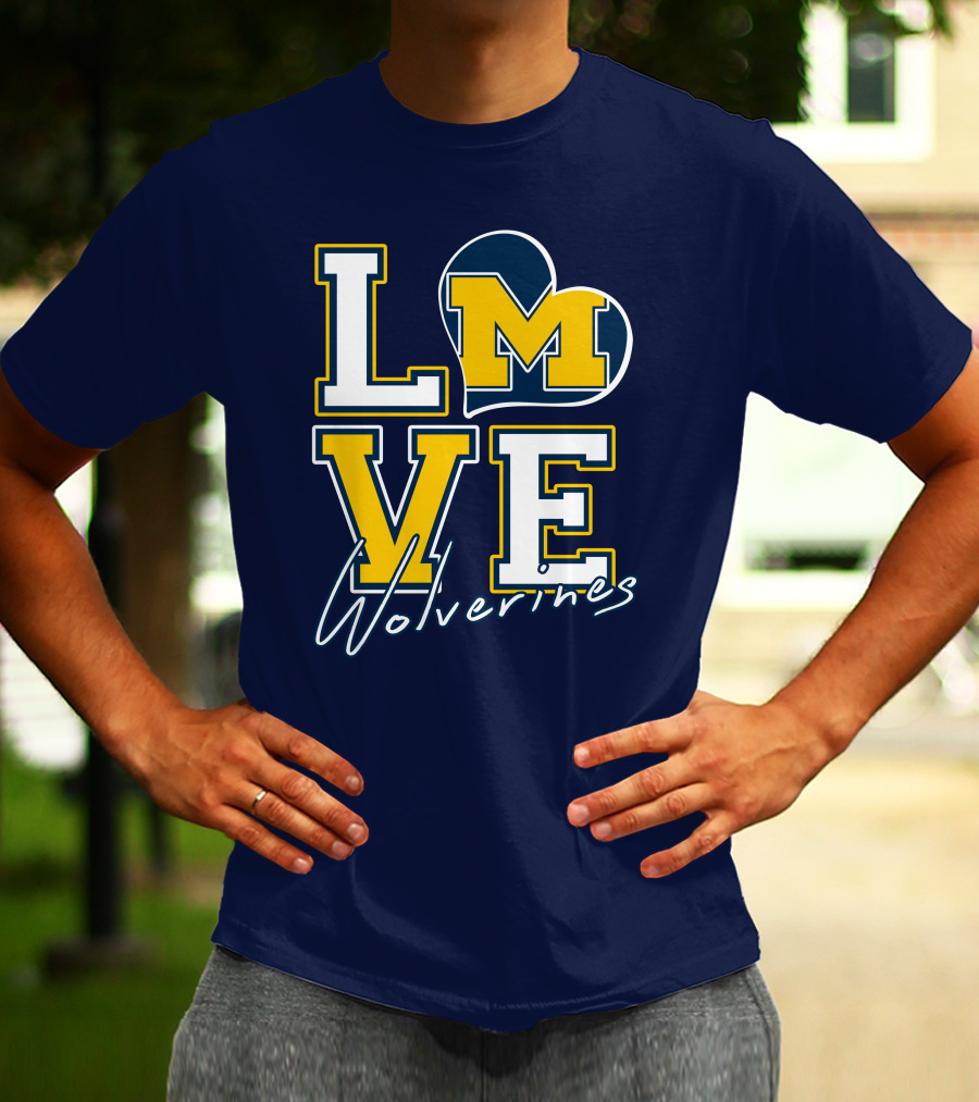 Love Michigan Wolverines Heart T-Shirt