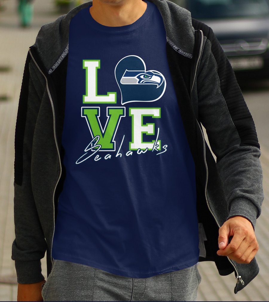LOVE Seattle Seahawks Heart T-Shirt