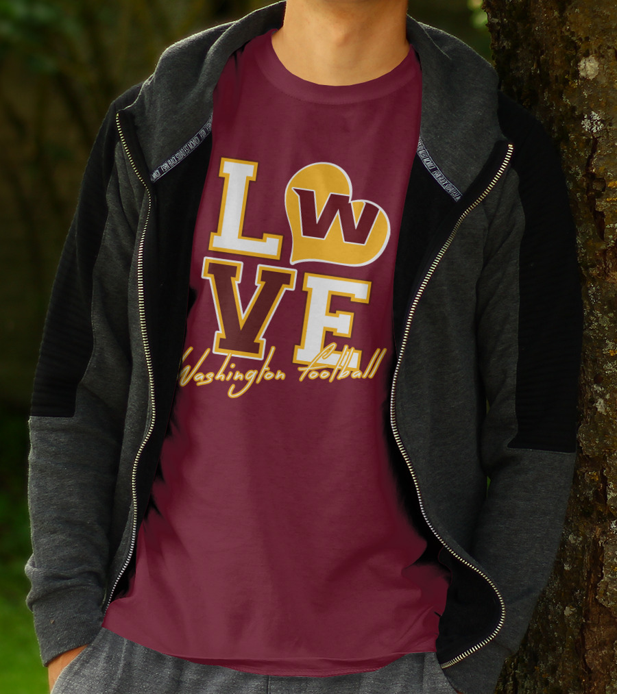 Washington Football Love W Heart T-Shirt
