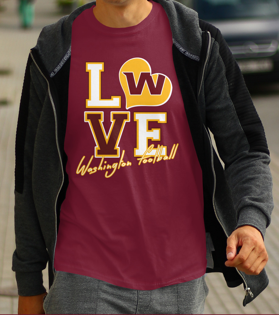 Washington Football Love W Heart T-Shirt
