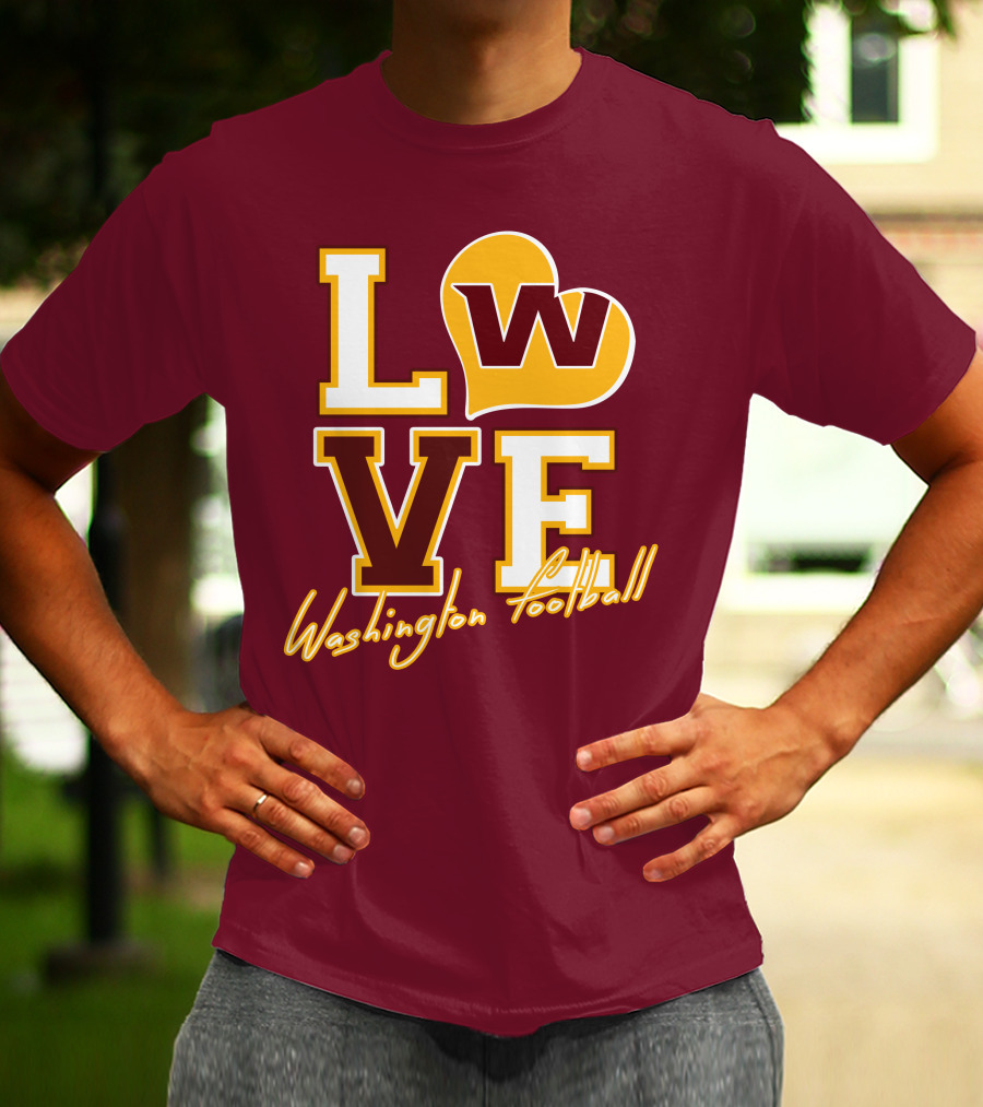 Washington Football Love W Heart T-Shirt