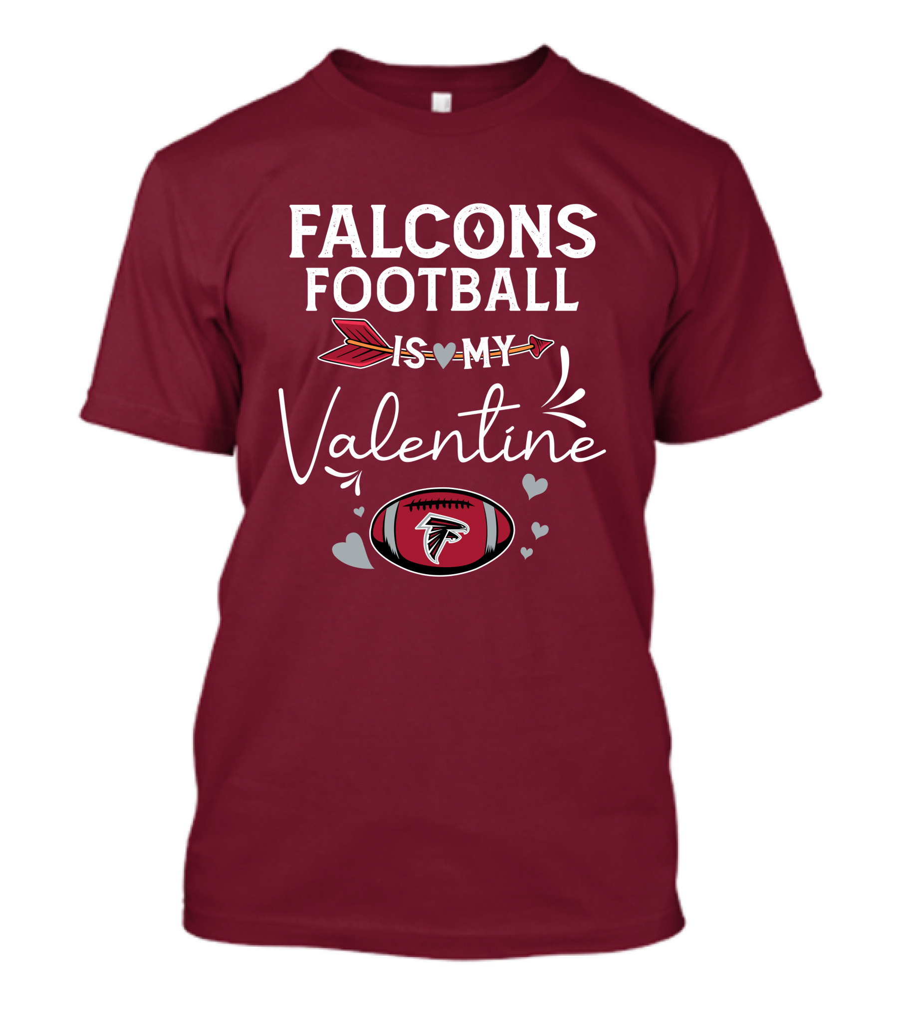 Falcons Football Is My Valentine With Arrow And Hearts Football T-Shirt