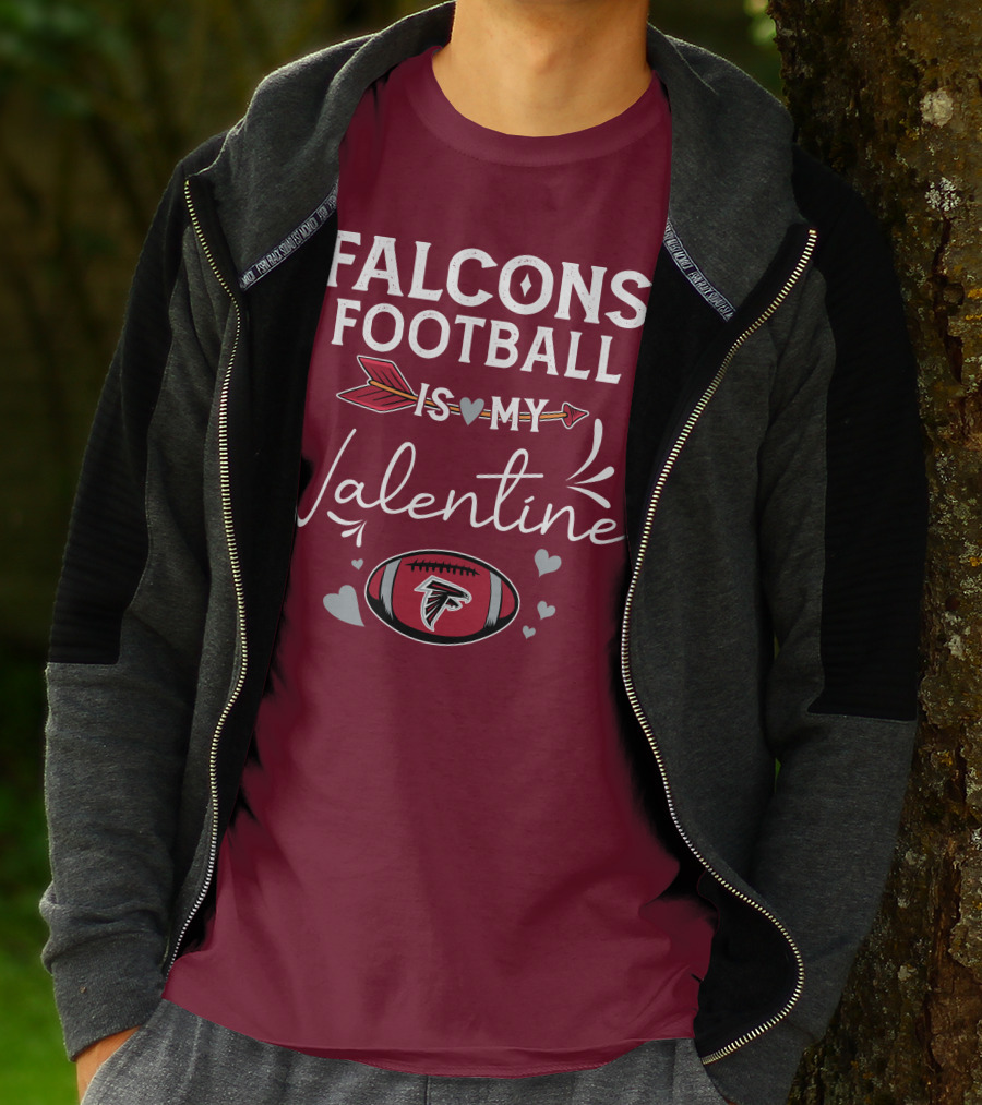 Falcons Football Is My Valentine With Arrow And Hearts Football T-Shirt