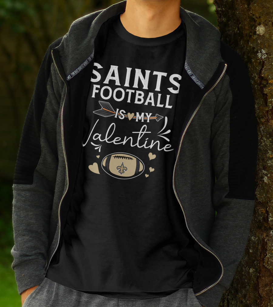 Saints Football Is My Valentine Football Love Arrow Hearts T-Shirt