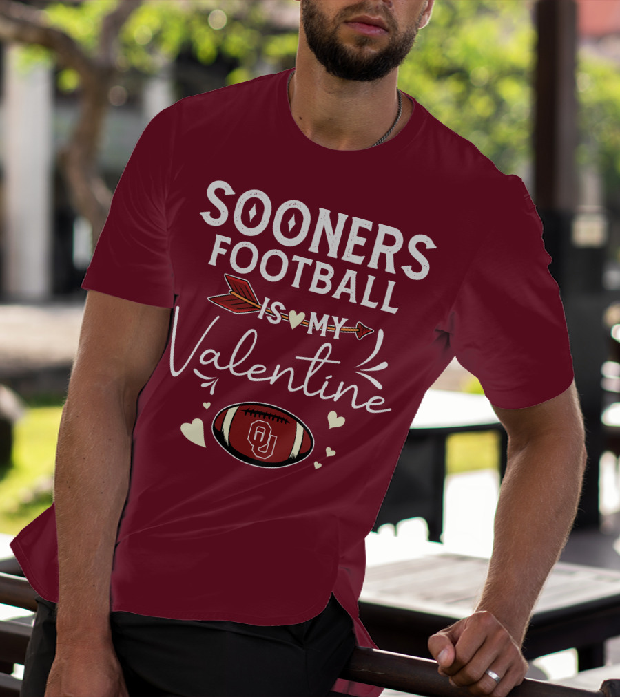 Sooners Football Is My Valentine OU Football Red Arrow And Hearts T-Shirt