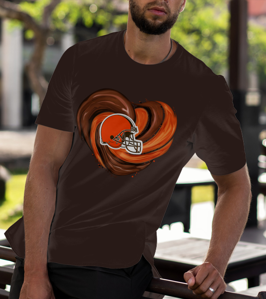 Cleveland Browns Football Helmet Tornado Heart T-Shirt