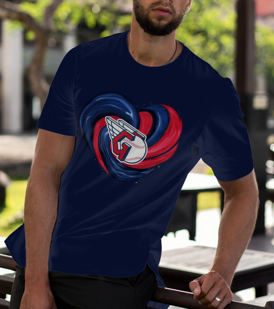 Cleveland Guardians Heart Tornado Baseball T-Shirt