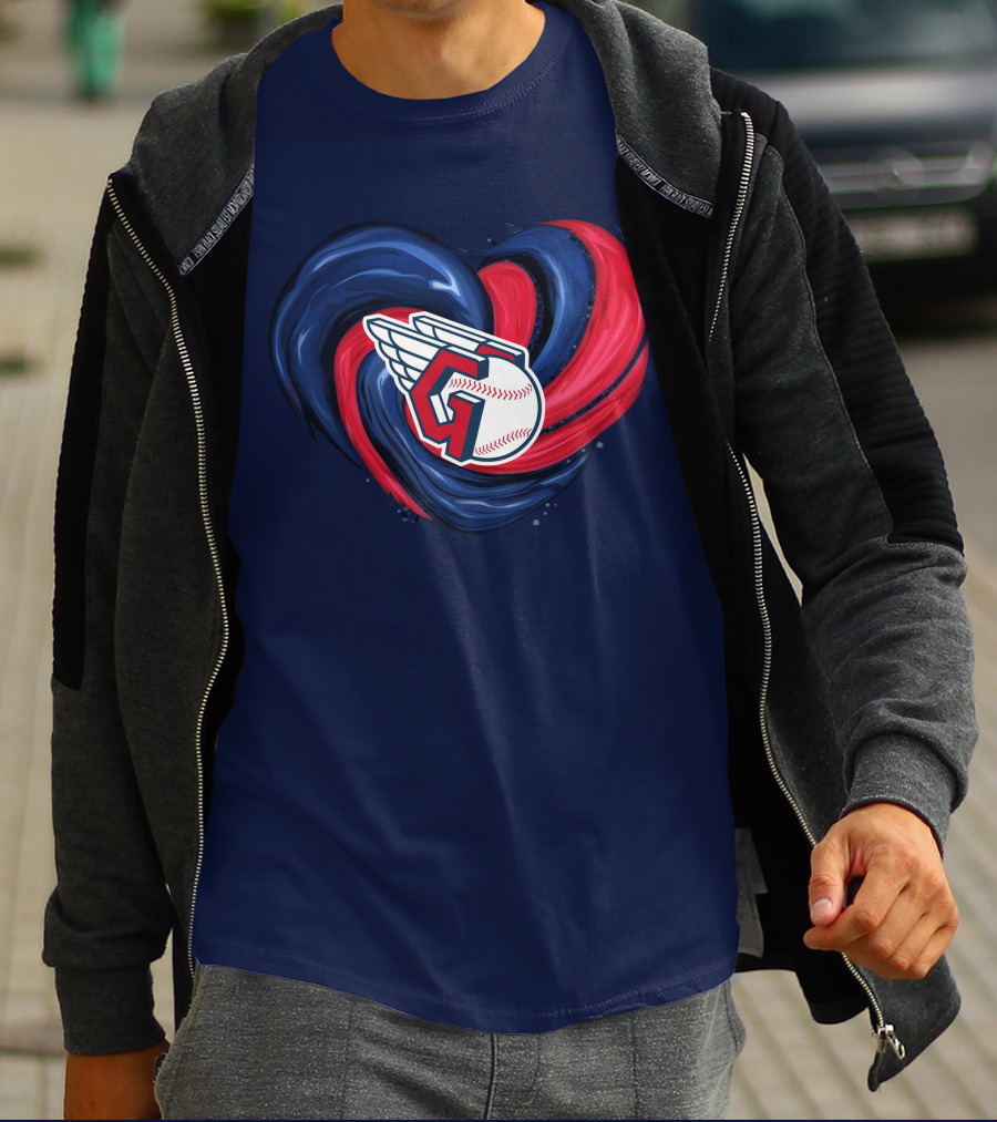 Cleveland Guardians Heart Tornado Baseball T-Shirt