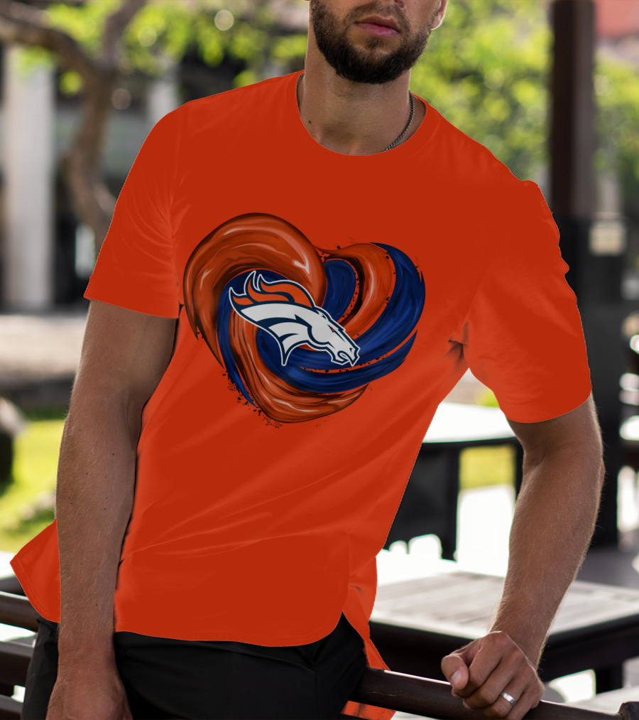 Denver Broncos Heart Logo Swirl T-Shirt