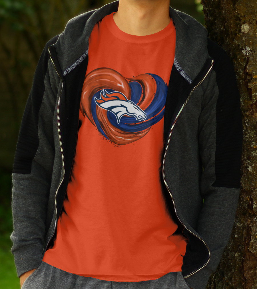 Denver Broncos Heart Logo Swirl T-Shirt