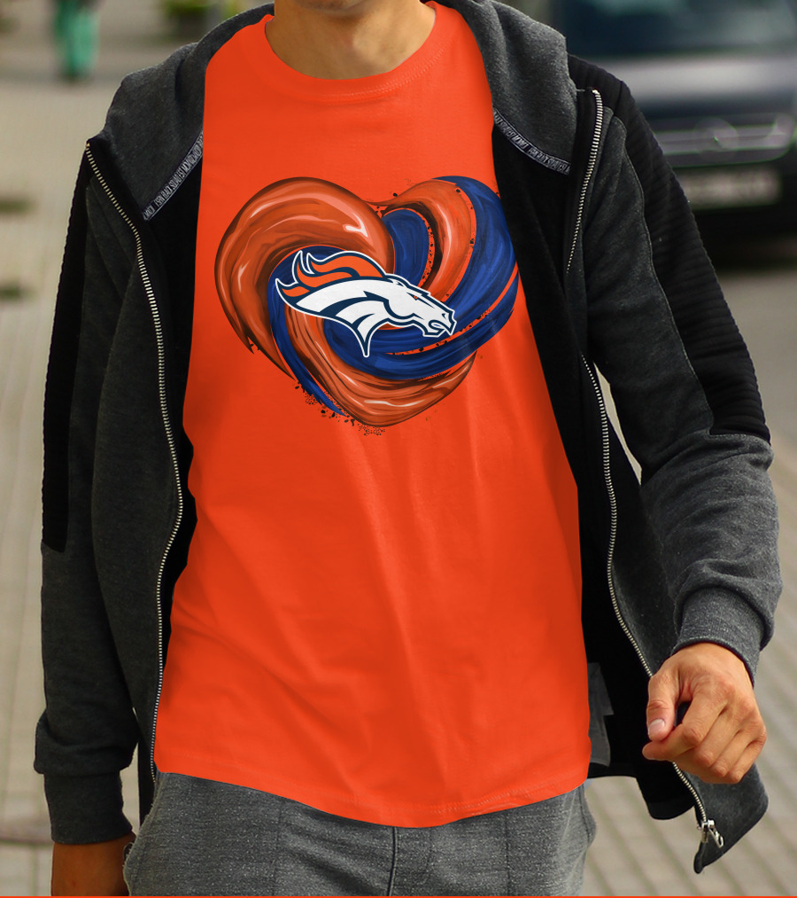 Denver Broncos Heart Logo Swirl T-Shirt