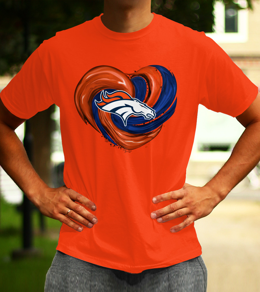 Denver Broncos Heart Logo Swirl T-Shirt