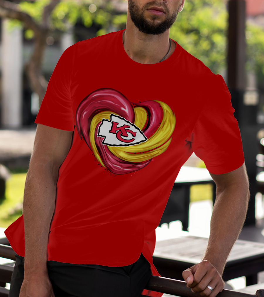 Kansas City Chiefs Heart KC Tornado Colors T-Shirt