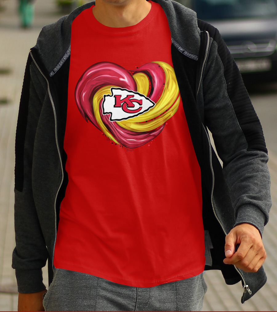 Kansas City Chiefs Heart KC Tornado Colors T-Shirt