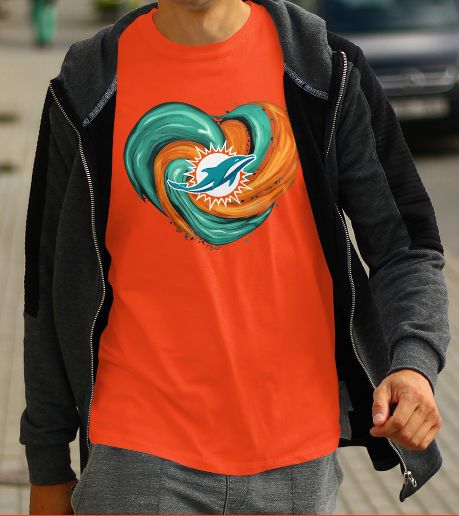 Miami Dolphins Heart Tornado Fan T-Shirt