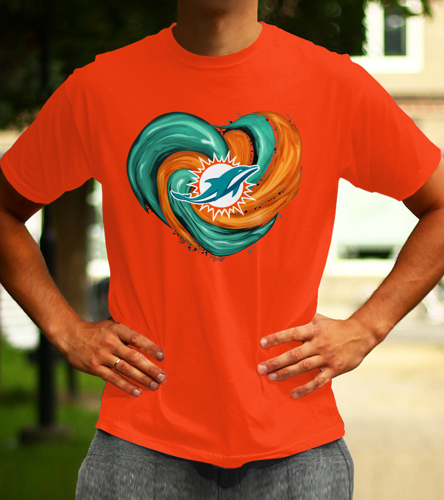 Miami Dolphins Heart Tornado Fan T-Shirt