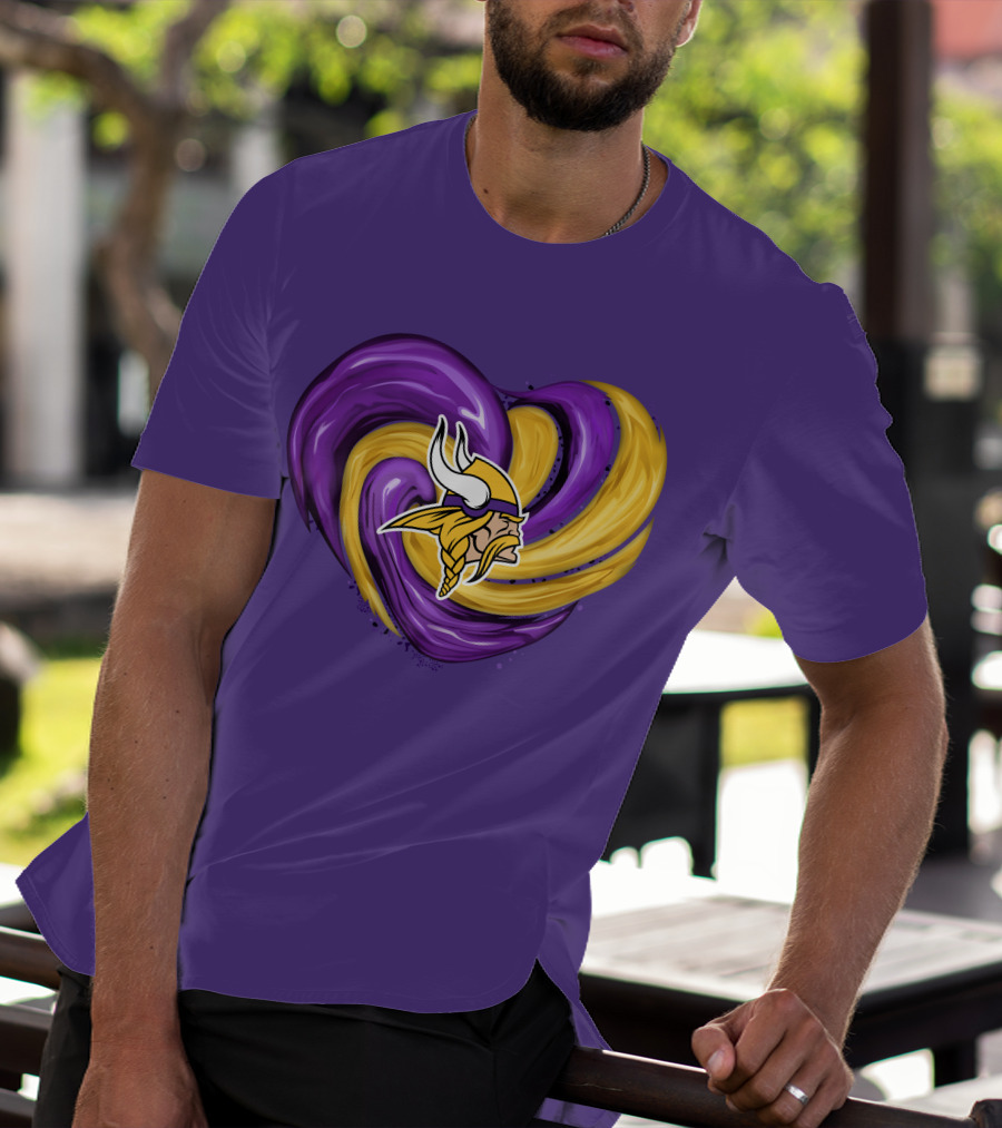 Minnesota Vikings Heart Swirl Viking Helmet T-Shirt