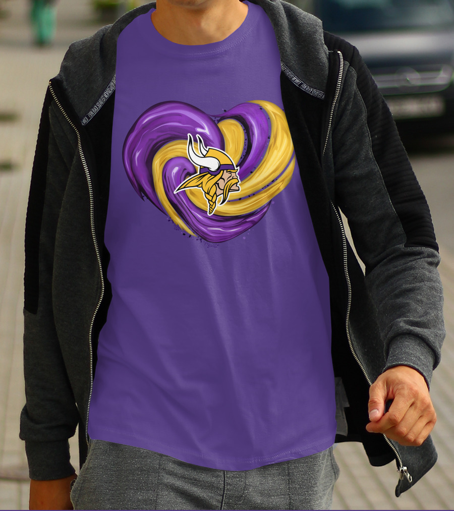 Minnesota Vikings Heart Swirl Viking Helmet T-Shirt