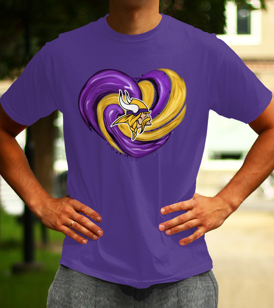 Minnesota Vikings Heart Swirl Viking Helmet T-Shirt
