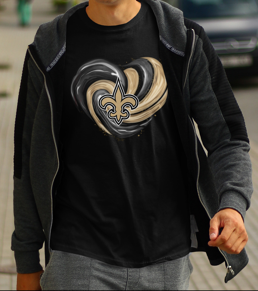 New Orleans Saints Fleur-de-Lis Tornado Heart T-Shirt