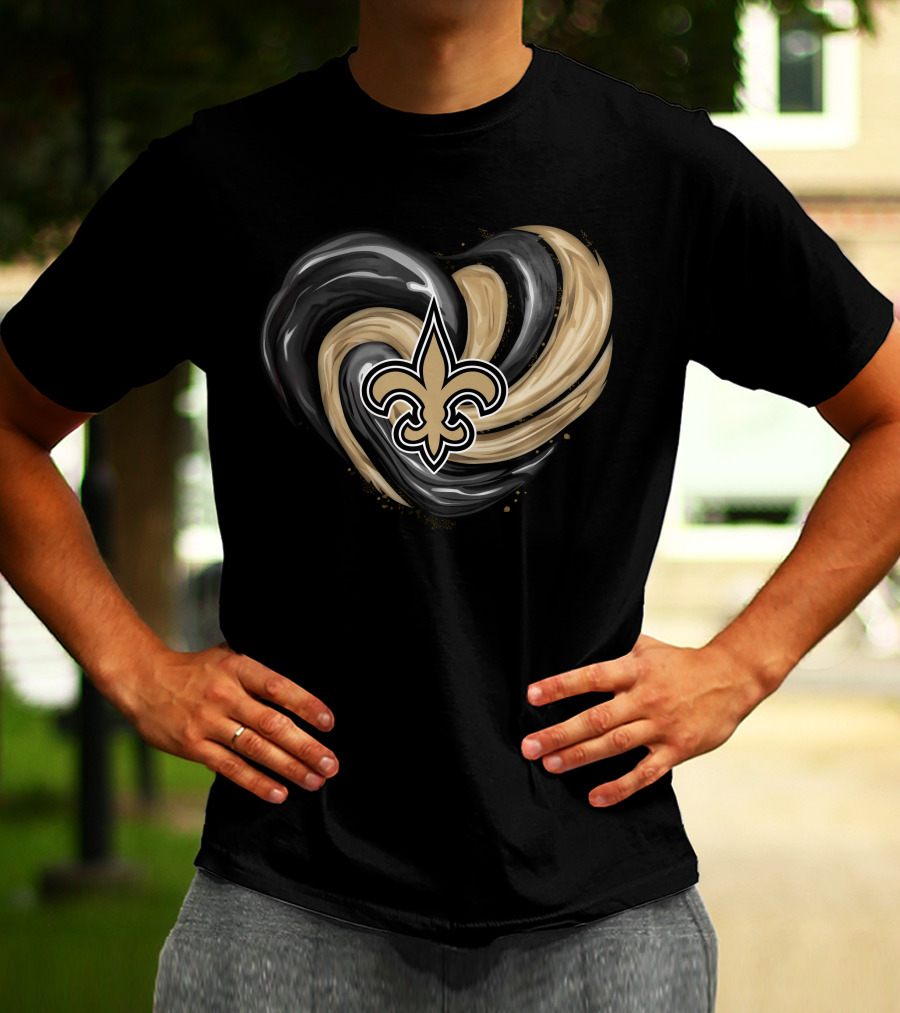 New Orleans Saints Fleur-de-Lis Tornado Heart T-Shirt