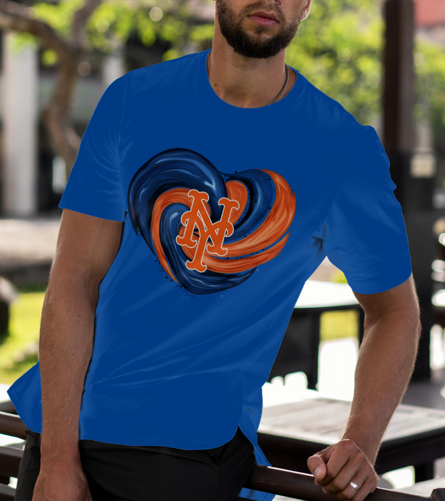 New York Mets Heart Swirl Icon Emblem T-Shirt