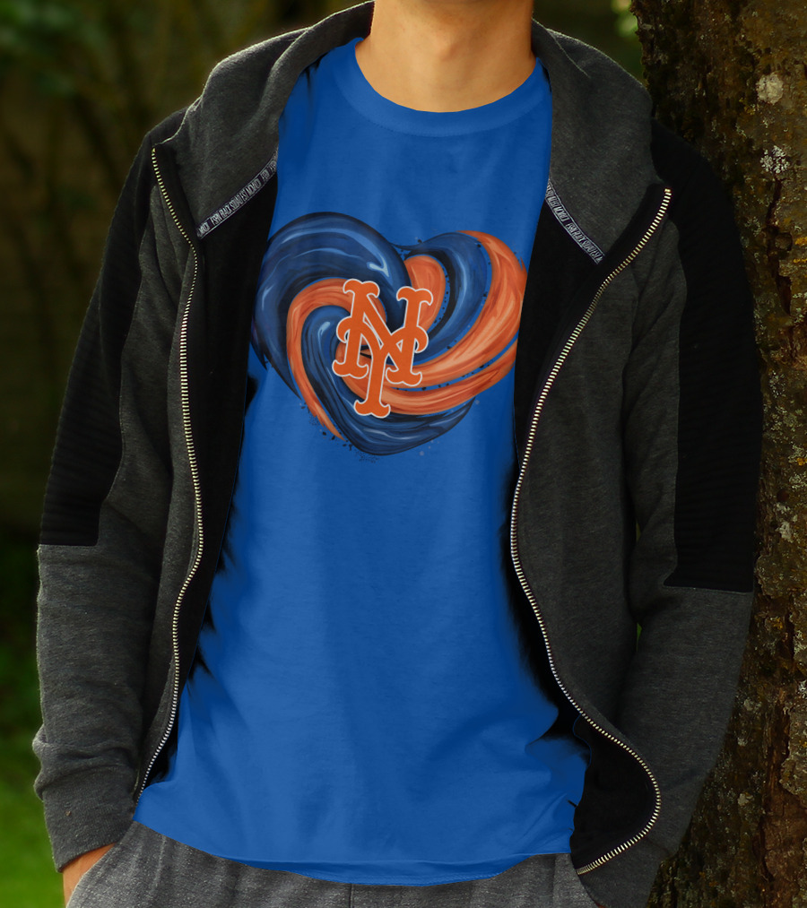 New York Mets Heart Swirl Icon Emblem T-Shirt