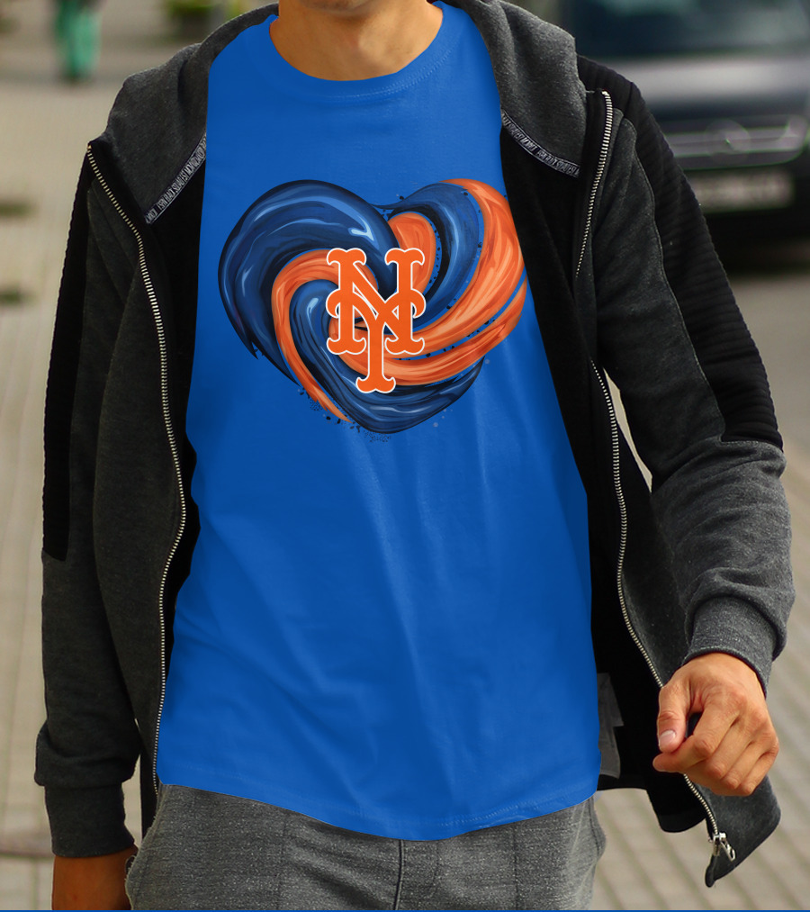 New York Mets Heart Swirl Icon Emblem T-Shirt