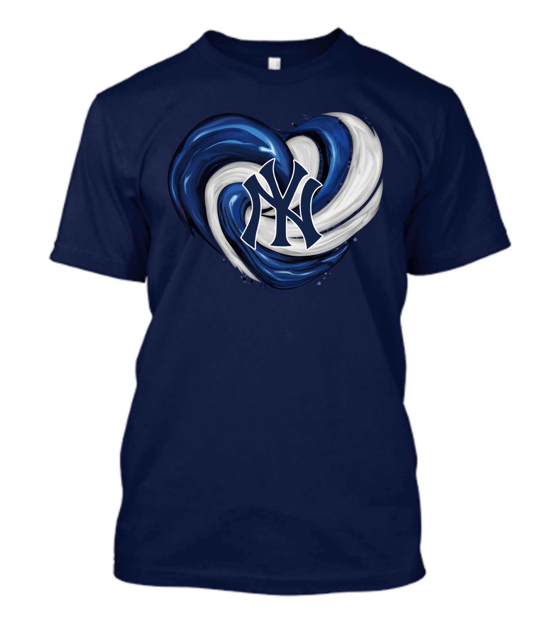 New York Yankees Heart Logo In Blue And White Swirl T-Shirt