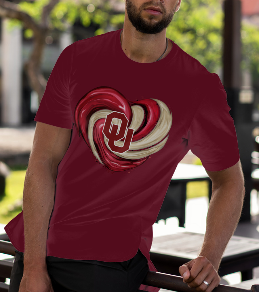 OU Red Gold Heart Tornado T-Shirt