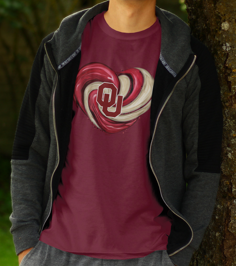 OU Red Gold Heart Tornado T-Shirt