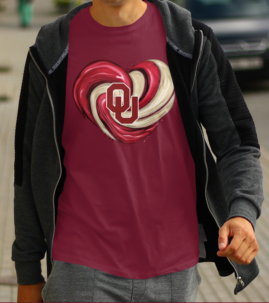 OU Red Gold Heart Tornado T-Shirt