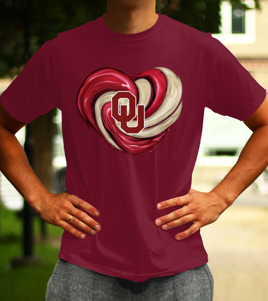 OU Red Gold Heart Tornado T-Shirt