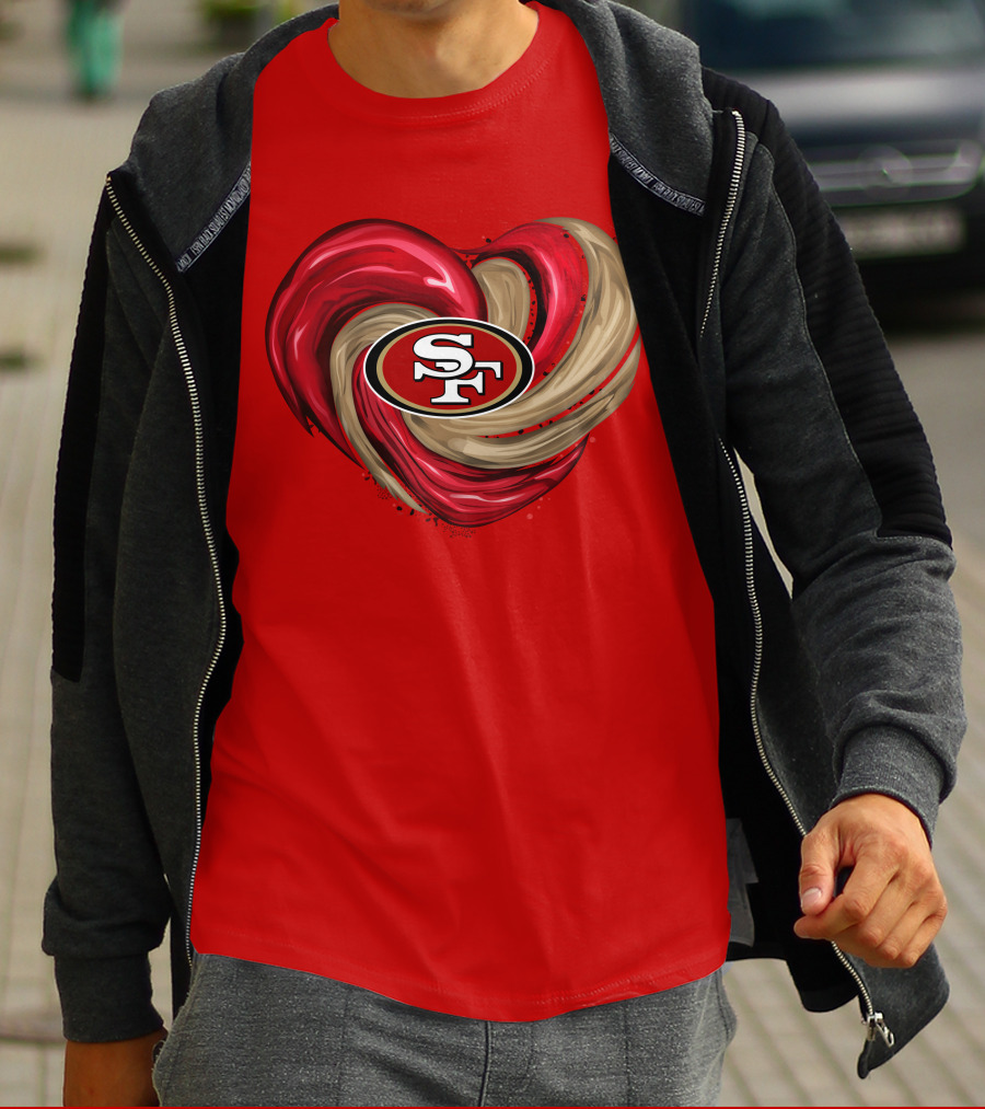 San Francisco 49ers Heart SF Logo Tornado T-Shirt