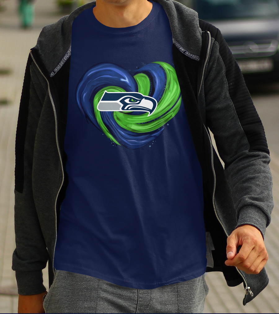 Seattle Seahawks Heart Logo Tornado T-Shirt