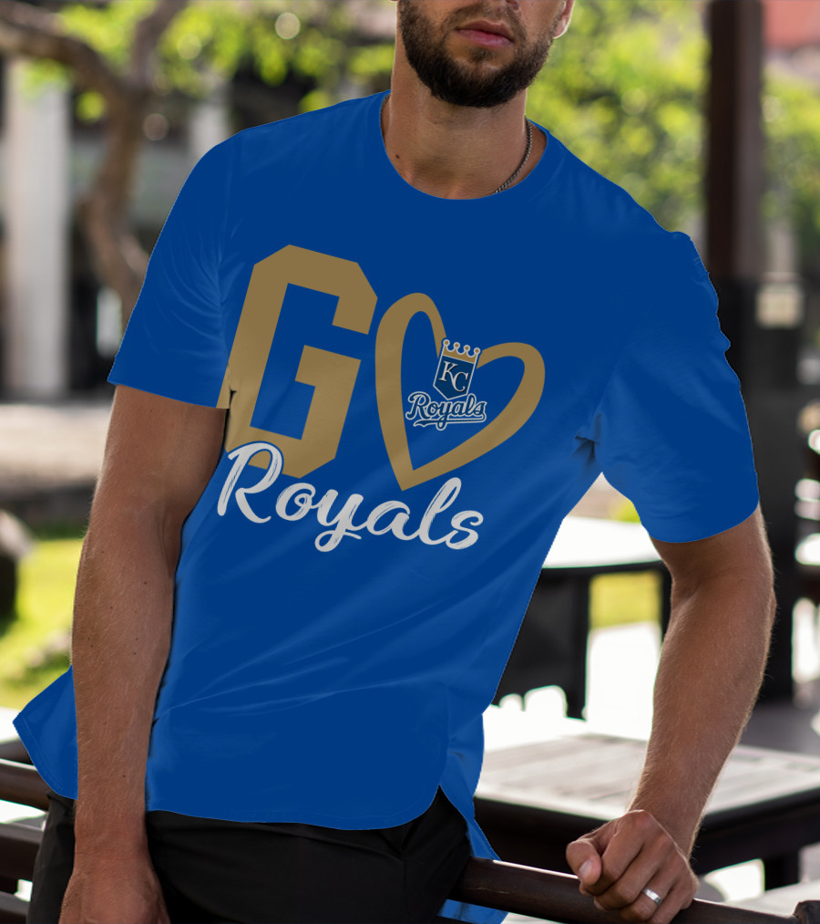 Go Royals KC Heart Crown Logo Royals T-Shirt