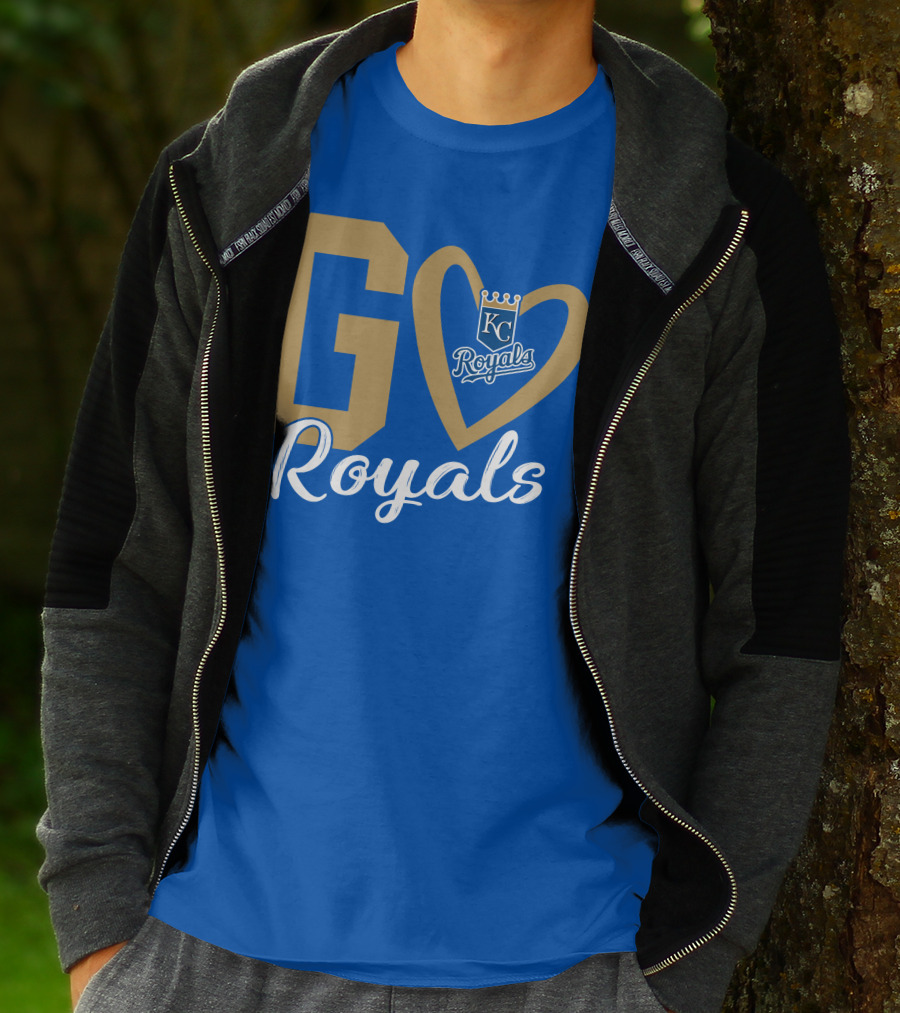 Go Royals KC Heart Crown Logo Royals T-Shirt