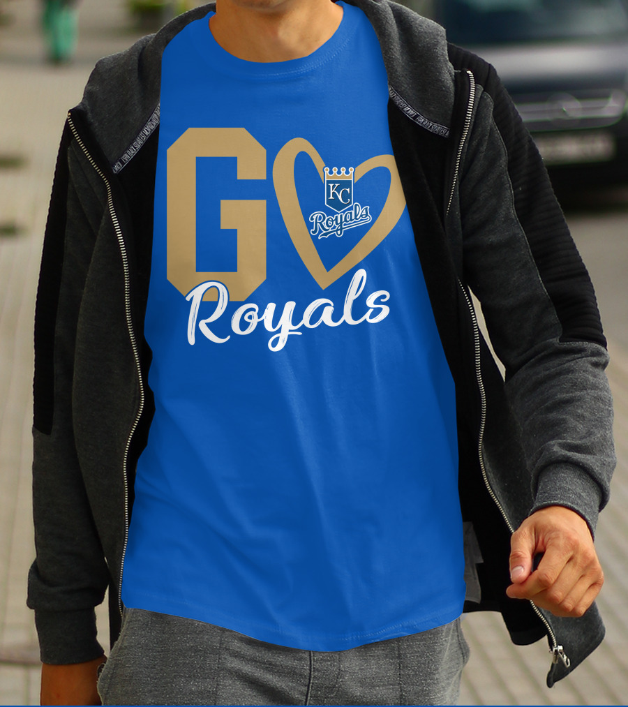 Go Royals KC Heart Crown Logo Royals T-Shirt