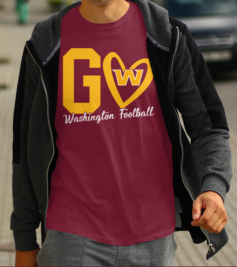 Go W Washington Football Team Heart T-Shirt
