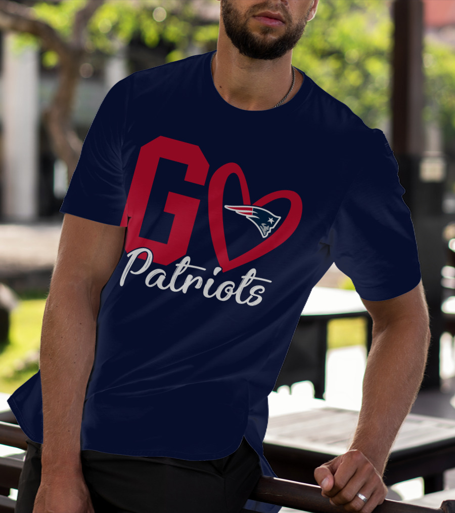 Go Patriots New England Patriots Logo Heart T-Shirt