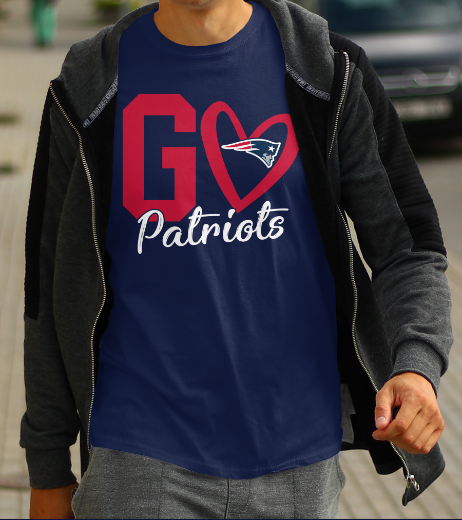 Go Patriots New England Patriots Logo Heart T-Shirt