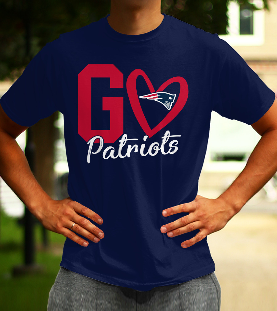 Go Patriots New England Patriots Logo Heart T-Shirt