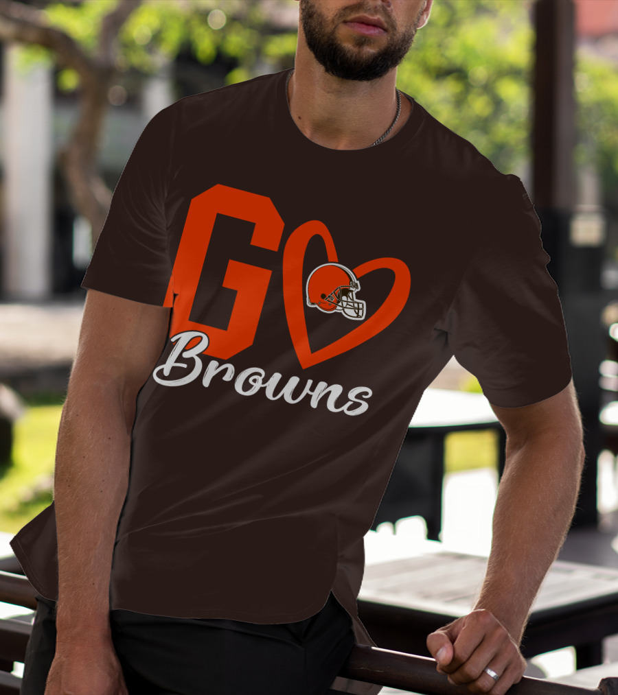 GO Heart Browns Football Helmet T-Shirt