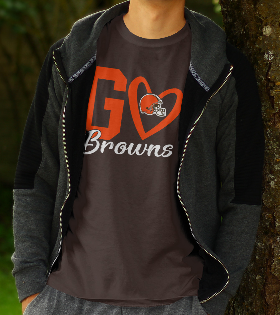 GO Heart Browns Football Helmet T-Shirt