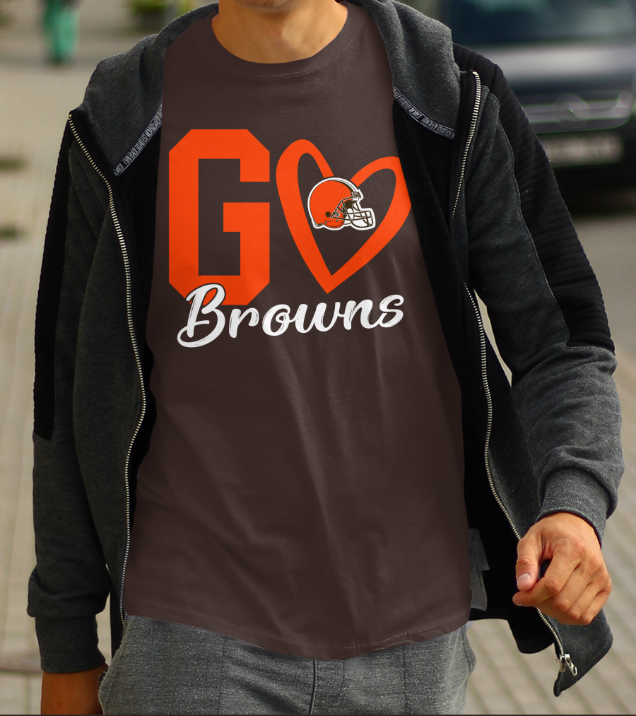 GO Heart Browns Football Helmet T-Shirt