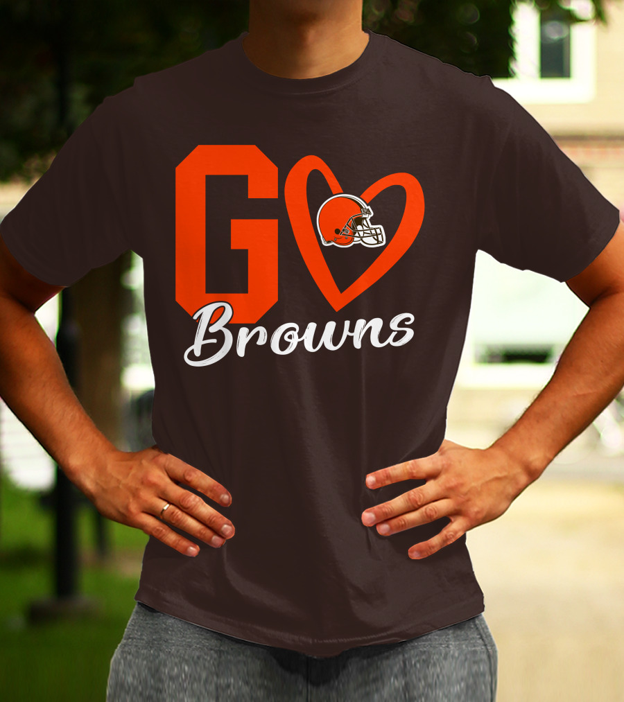 GO Heart Browns Football Helmet T-Shirt