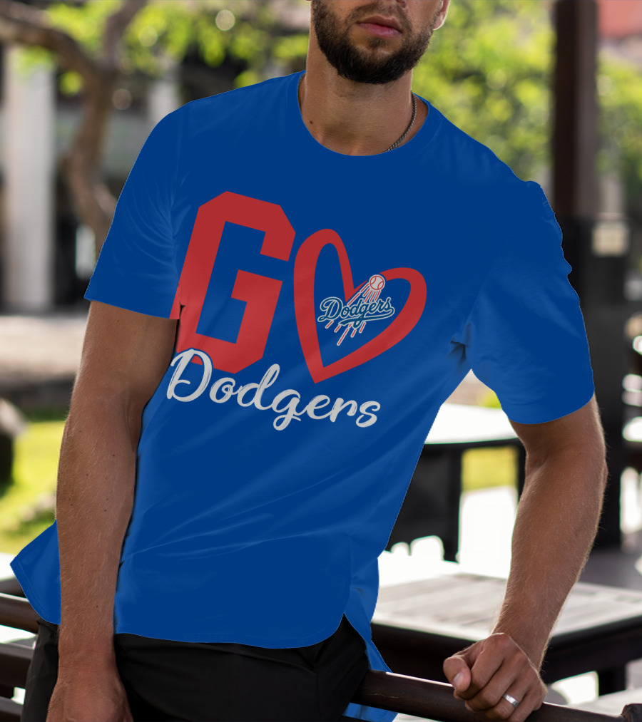 Go Dodgers Heart Logo Baseball Dodgers T-Shirt